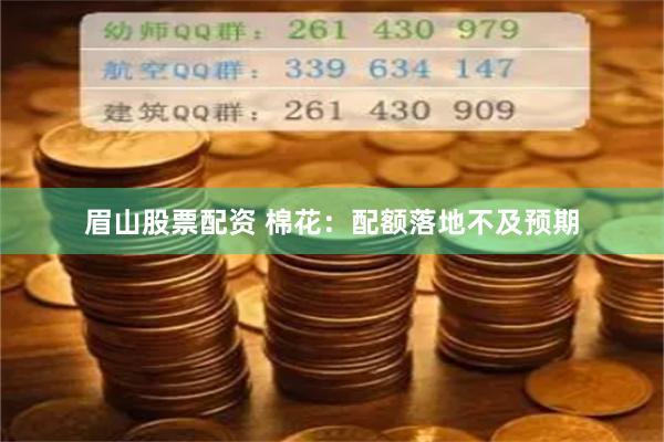 眉山股票配资 棉花：配额落地不及预期